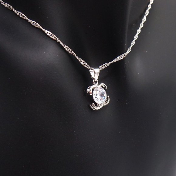 ⭐Bundle Sale⭐ 4Pc. Diamond Earrings and Necklace Set Solid 925 Sterling Silver - Picture 7 of 9